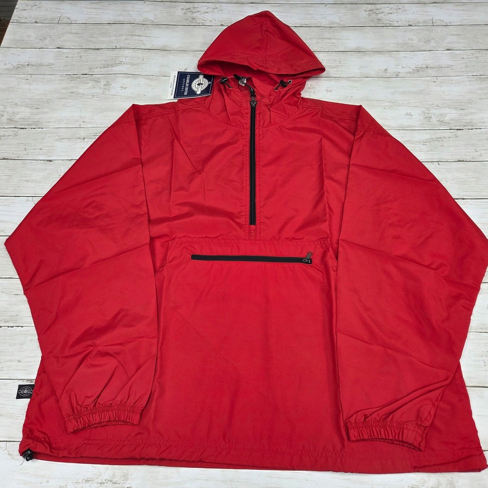 Charles River Pullover Mens XL Red Pack-N-Go Anorak Windbreaker Jacket 9904